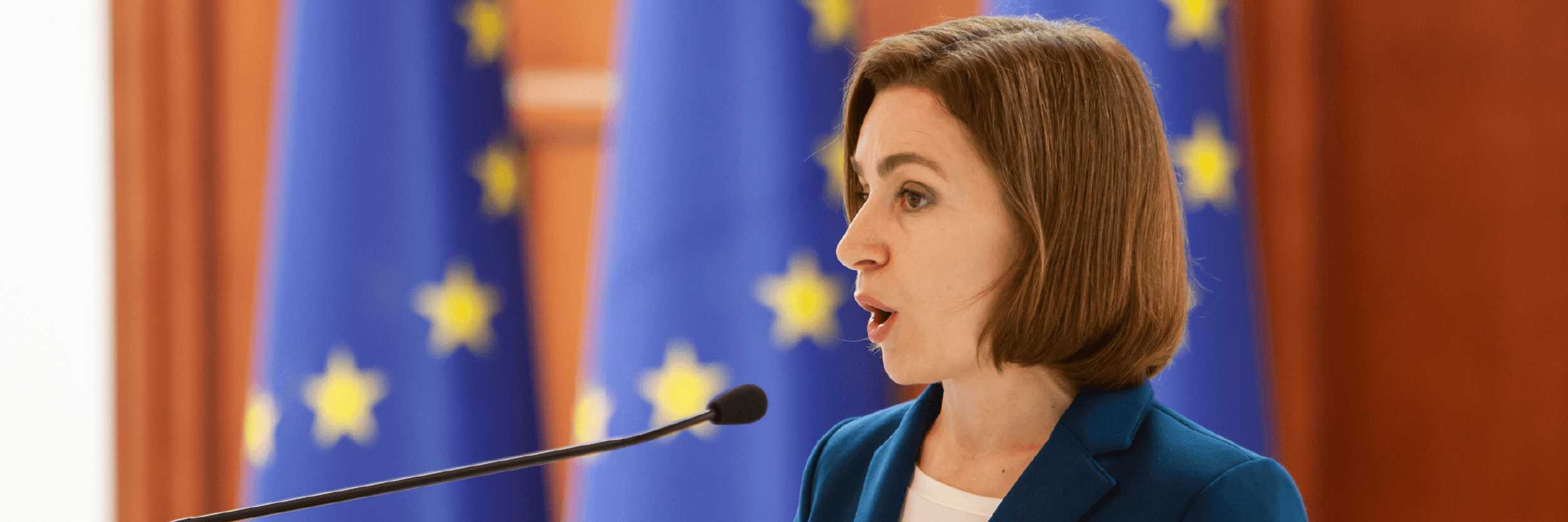 Moldawiens Präsidentin Maia Sandu hält eine Rede